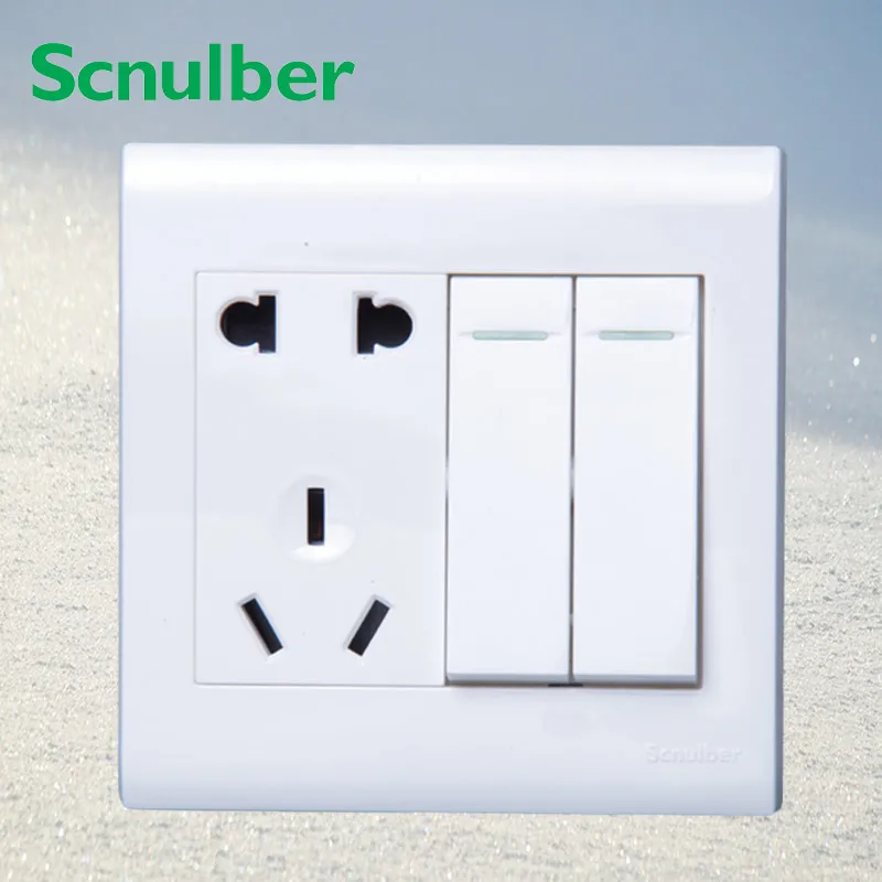 10a 250v White Household 2 Gang 1 Way Luxury Wall Switch
