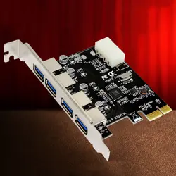 PCI-E для USB 3,0 концентратор PCI Express Expansion Card Adapter 5 Гбит/с высокая скорость 4 порта совместимость с USB 2,0 и 1,1 Спецификация