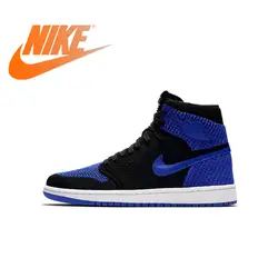 Оригинальный подлинный Официальный Nike Air Jordan 1 Flyknit AJ1 Для мужчин дышащие Баскетбол Обувь спортивная, кроссовки Нескользящие удобные 919704