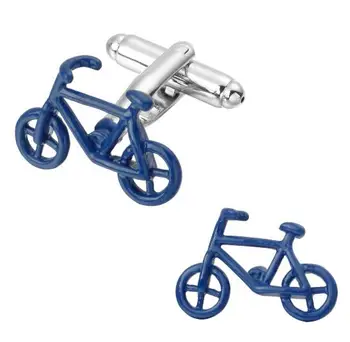 

Cut Mini Bike Cufflinks Blue Bicycle Cuff links Copper Cuff Buttons Men's Jewelry Accessory Gift Party Wholesale 20pairs/lot