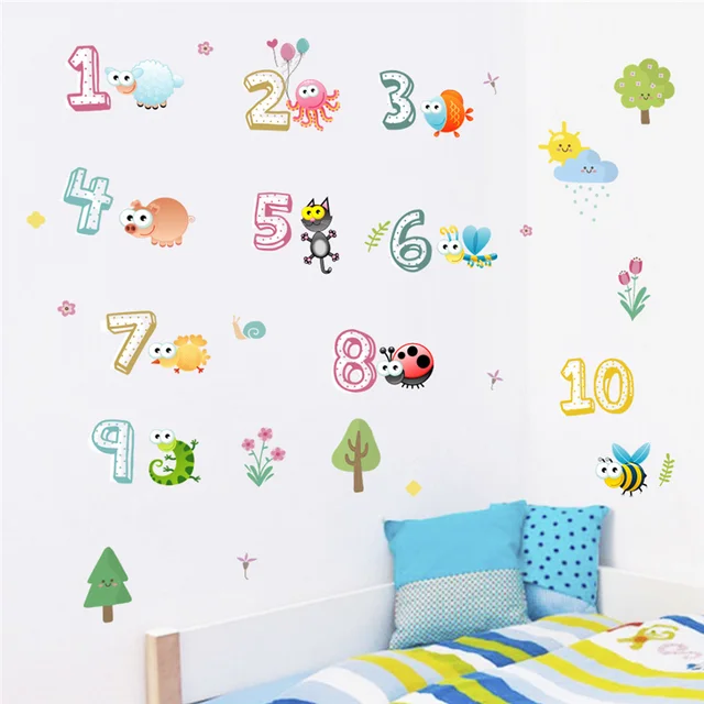 Cute Animals With Arabic Numbers Wall Stickers For Kindergarten Classroom Kids Room Home Decoration Nursery Mural Art Wall Decal Cute Animals With Arabic Numbers Wall Stickers For Kindergarten Classroom Kids Room Home Decoration Nursery Mural Art Wall Decal