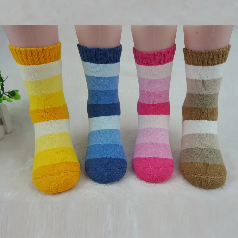 Striped Boys Girls Socks Terry Kids Floor Socks With Stripes Autumn Winter Toddler Short Sock Warm Thick Children Accessories (1)