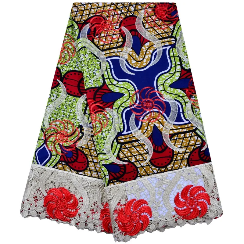 

Latest Style African Wax Lace Fabric 5 Yards Per Lot African Ankara Wax Embroidery Guipure Lace Fabric For Nigerian Dress S1295