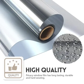 

90*400 cm Silver One Way Mirror Window Privacy Film with UV Blocking Heat Control Self-adhesive Reflective Glass Tint for Home