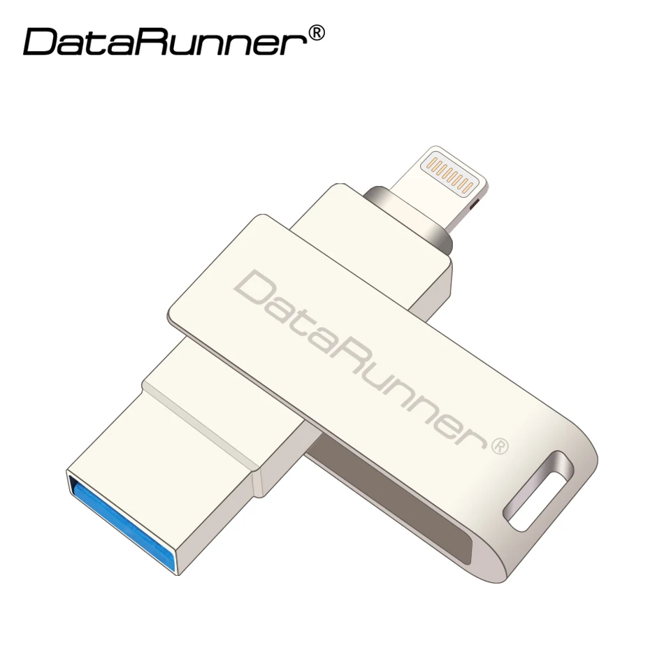 DataRunner OTG USB флеш-накопитель 128 ГБ USB флешка 3,0 флеш-накопитель 8 ГБ 16 ГБ 32 ГБ 64 ГБ флеш-накопитель USB 3,0 Флешка для iPhone/iPad/PC - Цвет: Серебристый