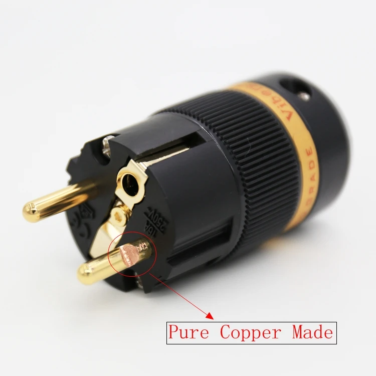 

1Piece Viborg Gold Plated Schuko Male Power Plug Connector Audio Male Plug HIFI Power Plug