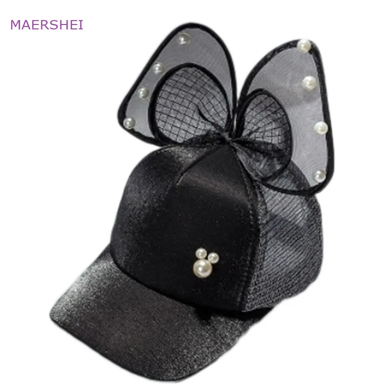 

MAERSHEI 2018 New Kids Baseball Cap Pearl Net Cap Casquette Girls Caps Snapback