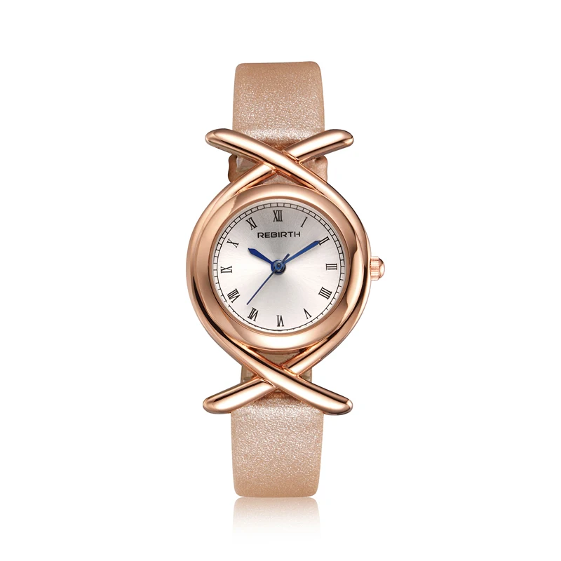 Модный бренд REBIRTH женские кожаные подарочные часы браслет дамские часы римские цифры часы женские relogio feminino saat - Цвет: Кофе