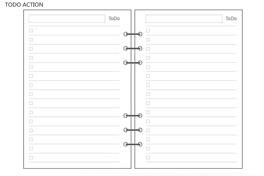 6 отверстий, цветная бумага для планировщика, наполнитель, Filofax, для офиса, школы, спираль, аксессуары для ноутбуков, наполнитель, бумага, Биндер, внутренние страницы - Цвет: TODO ACTION