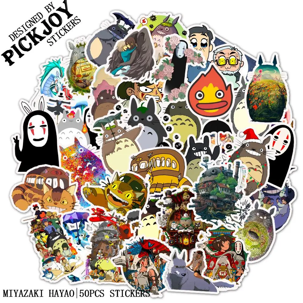 50pcs/Pack Miyazaki Hayao Cartoon Sticker My Neighbor Totoro/Spirited Away for Skateboard Phone Laptop Bicycle Waterproof Decals