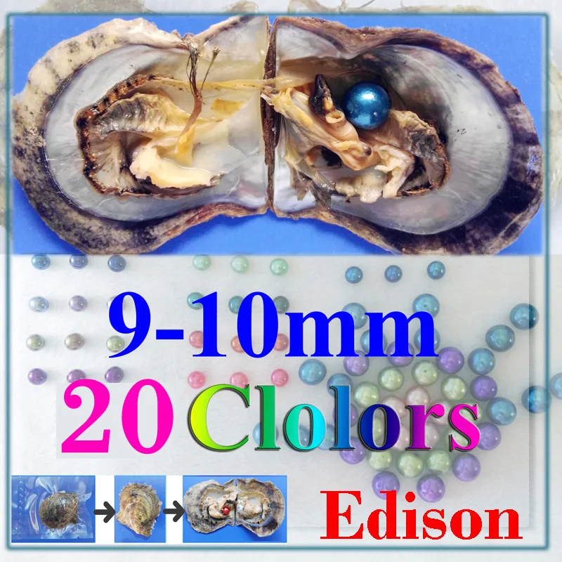 

giant 9-10mm Colored Edison big large giant round grade AA pearls natural pearls in oyster with vacuum packing