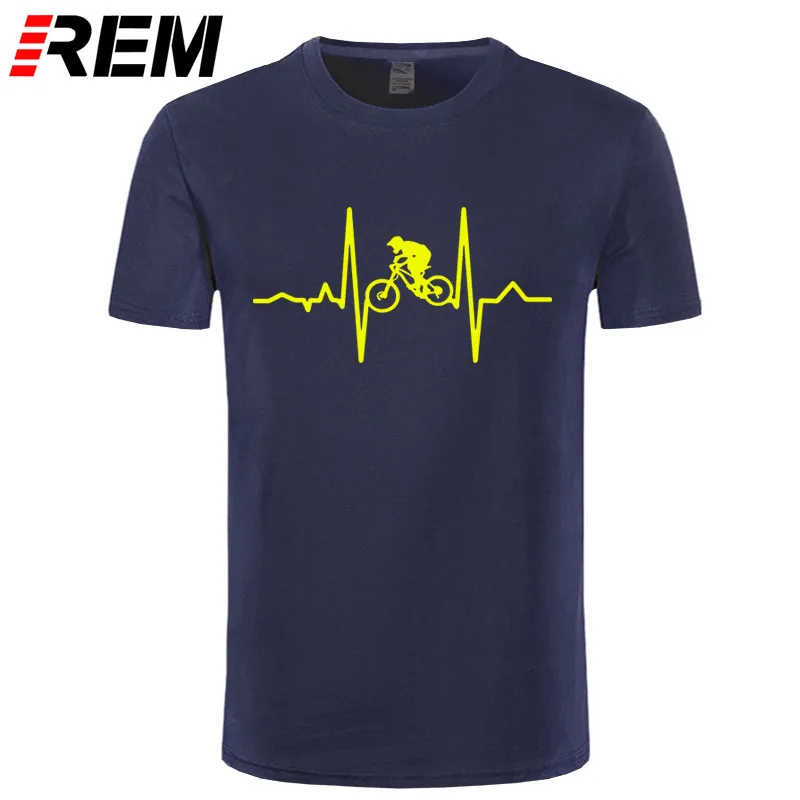 REM горные велосипеды Heartbeats футболка мужские футболки с коротким рукавом для мальчиков мужская футболка DIY Футболка велосипеды футболка Camisetas Masculina - Цвет: navy yellow
