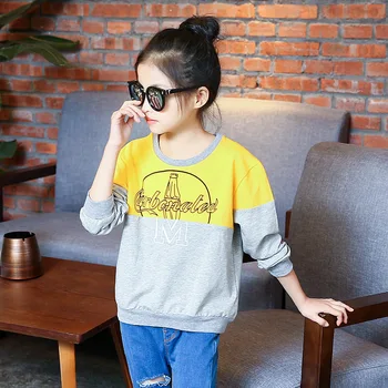

Girls Long Sleeve T-Shirts Princess Patchwork Fashion Sport Sweatshirt Children Spring Autumn Crew Neck Blouse AA51816