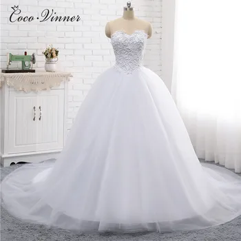 

Heavy Pearls Beading Pure White Color Wedding Dress Ball Gown Court Train Plus Size Tulle Simple Wedding Dresses W0341