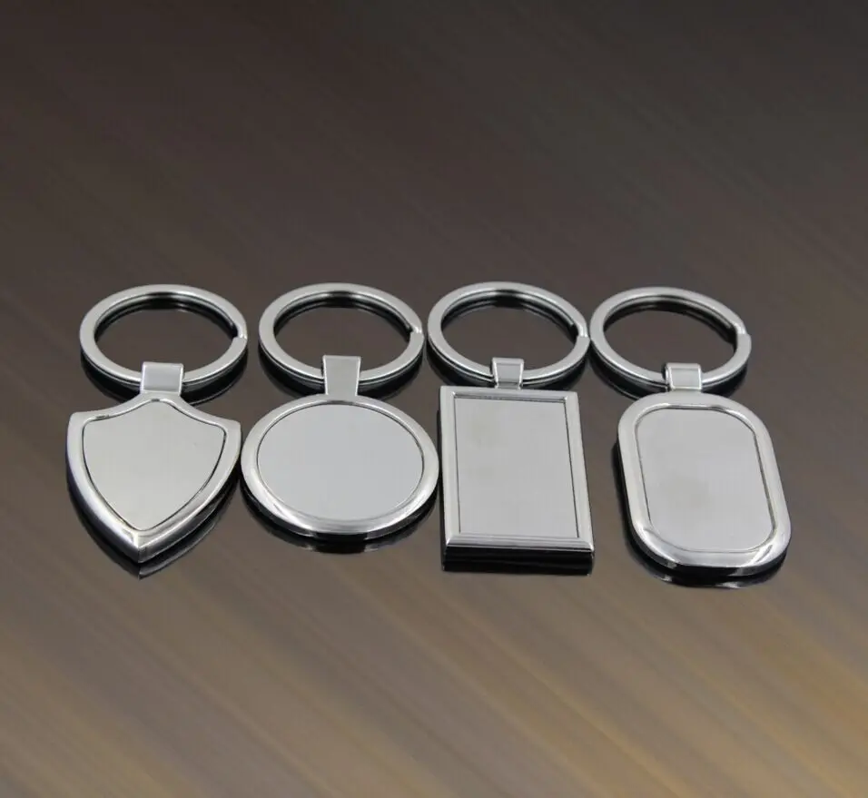 

FREE shipping by FEDEX 100pcs/lot 4 Designs Newest Metal Blank Keychains Advertising Custom LOGO Keyrings for Promotional Gifts