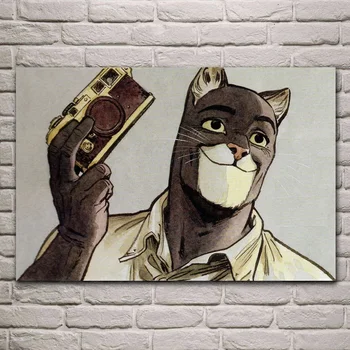 

cat detective comics animal art blacksad cat art living room home wall modern art decor wood frame fabric posters MC548