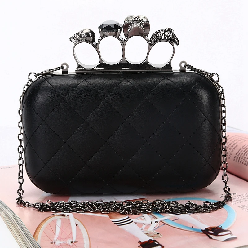 ANOVISHANA New Arrival Skull Purse Knuckle Ring Handbags Women Skull Clutch Evening Bag Shoulder Chain Cluthes Bolsas Femininas ANOVISHANA New Arrival Skull Purse Knuckle Ring Handbags Women Skull Clutch Evening Bag Shoulder Chain Cluthes Bolsas Femininas