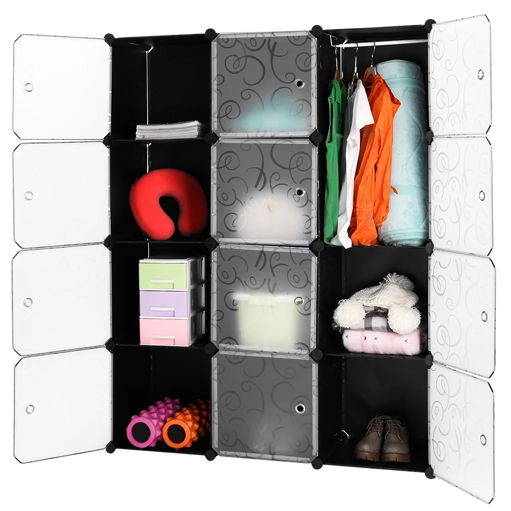 

LANGRIA 12-gear Curly Patterned Shelving Closet Cabinet Storage Unit Organiser Multifunctional Modular Cupboard Wardrobe Clothes