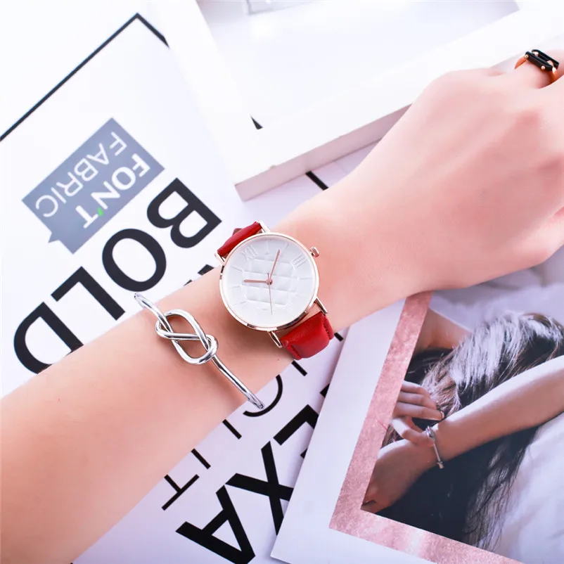Women's watches brand luxury fashion ladies watch Roman Numerals Leather Analog Quartz Wrist Watches Clock Reloj mujer 3M30#N (6)