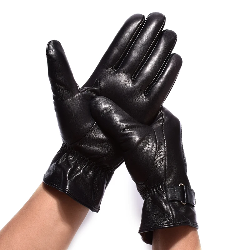 2017 Winter Gloves Men's Genuine Leather Mittens Fluff Lined New