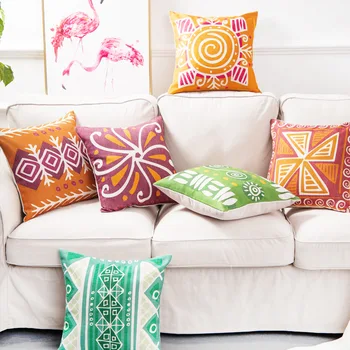 

45X45cm cotton linen Retro floral abstract cushion cover ethnic style square pillowcase throw pillow cover for cushion sofa