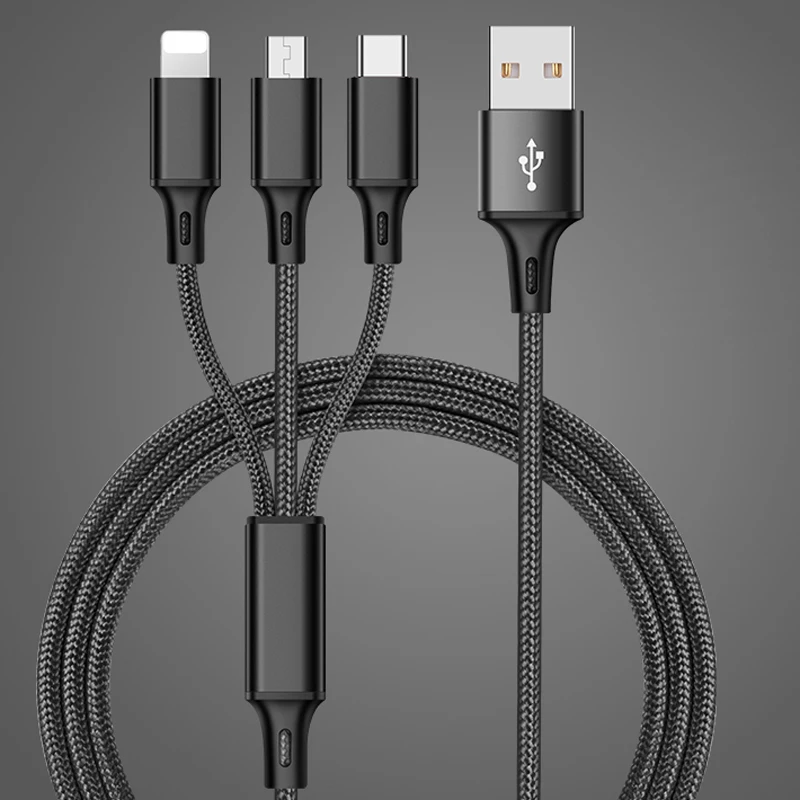 Все 3 в 1 3 а кабель для быстрой зарядки Micro USB IOS type-C 1,2 м для huawei Iphone Mac Xiaomi OPPO samsung