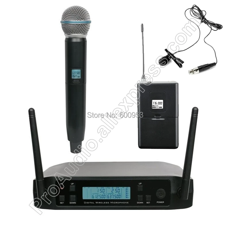 

MICWL UHF 2 Channel Frequency Adjustable Wireless Dynamic Handheld Lavalier Mic Microphone System For Stage Karaoke Church Club