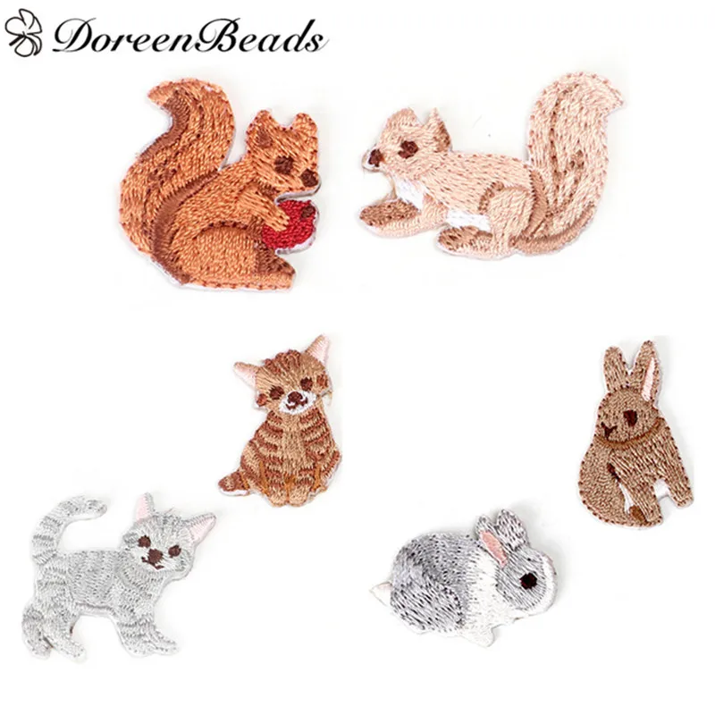 

DoreenBeads Brown Rabbit Cat Squirrel Animals Embroidery DIY Patches For Women Children Garment Clothes Hats Shoes DIY Craft 1PC