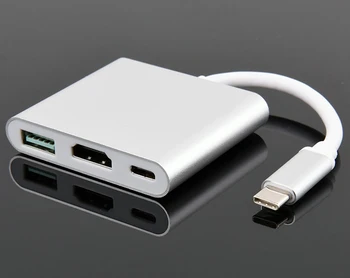 

USB C to HDMI 4k Hub USB-C to USB 3.0/ HDMI/ Type C Female Multiport Charger Adapter for New Macbook, Dell XPS 13 Google
