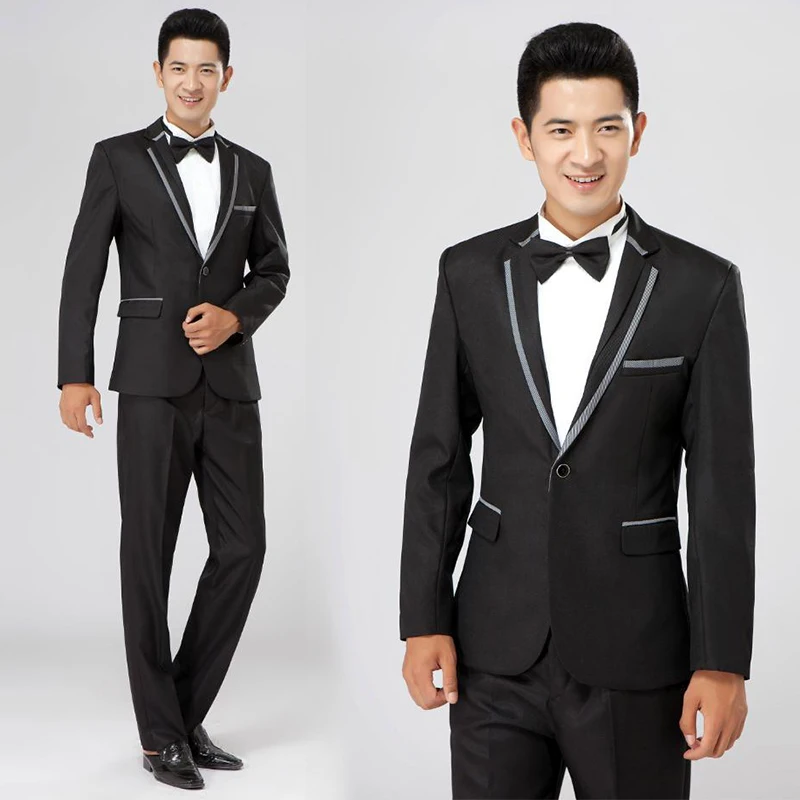 

Stage performance Choral Suits Jacket + Trousers young man Korean style master ceremonies Clothing Emcee moderator Slim Uniform