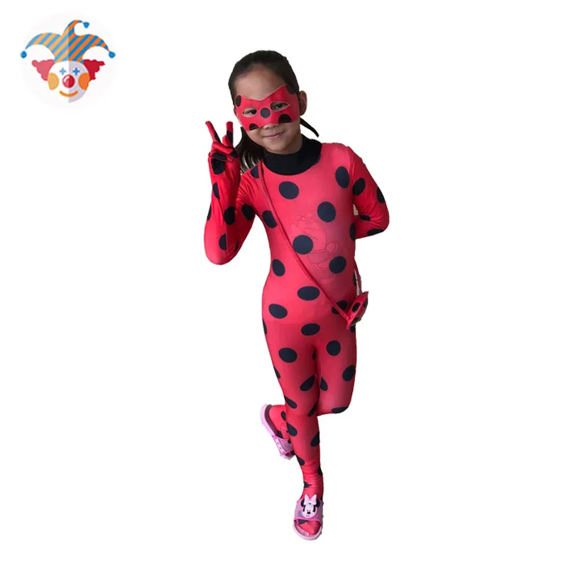 

Cosplay Halloween Ladybug Kids Costume For Girls Women Children Fantasias Adulto Feminino Lady bug Fancy Dress With Mask And Bag
