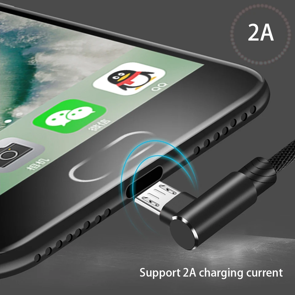 Зарядный кабель Micro USB для Samsung Galaxy A3/A5/A7 J3/J5 2016 1 м 2 3 90 градусов под прямым