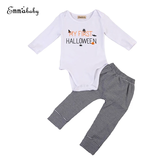 newborn baby boy girl halloween clothes my first halloween romperstriped pants outfits long sleeve