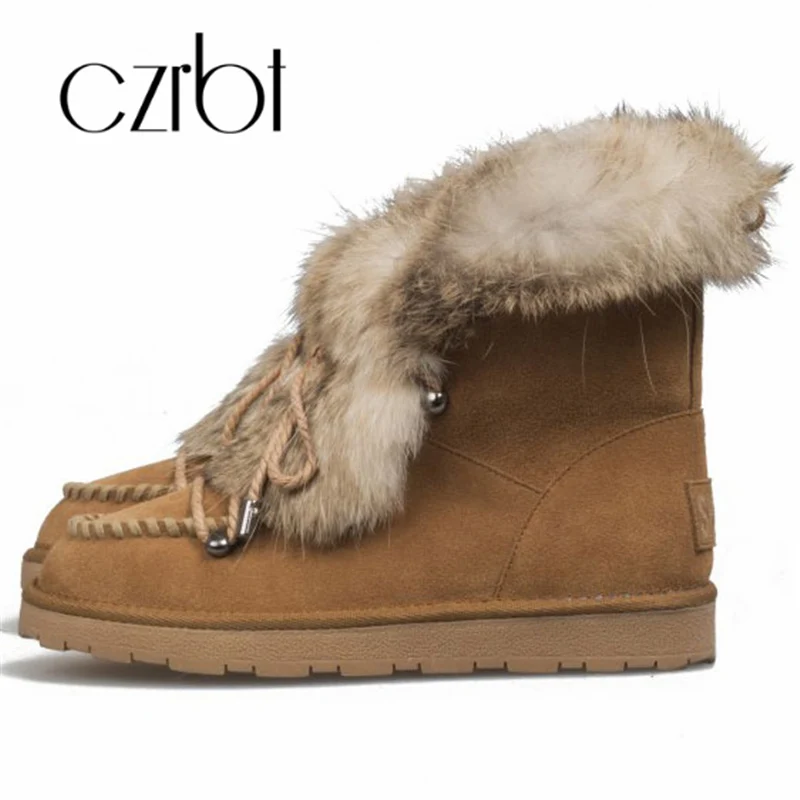 

czrbt 2018 new snow boots rabbit hair wear-resistant non-slip warm snow boots ladies ankle snow boots