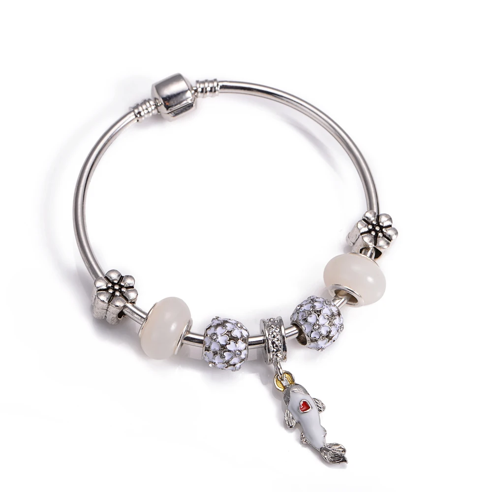 

Summer Ocean Series Starfish Shell Turtle Dangle DIY Charm Bracelet Snake Chain Brand Bracelet for Women Jewelry Gift BZ263