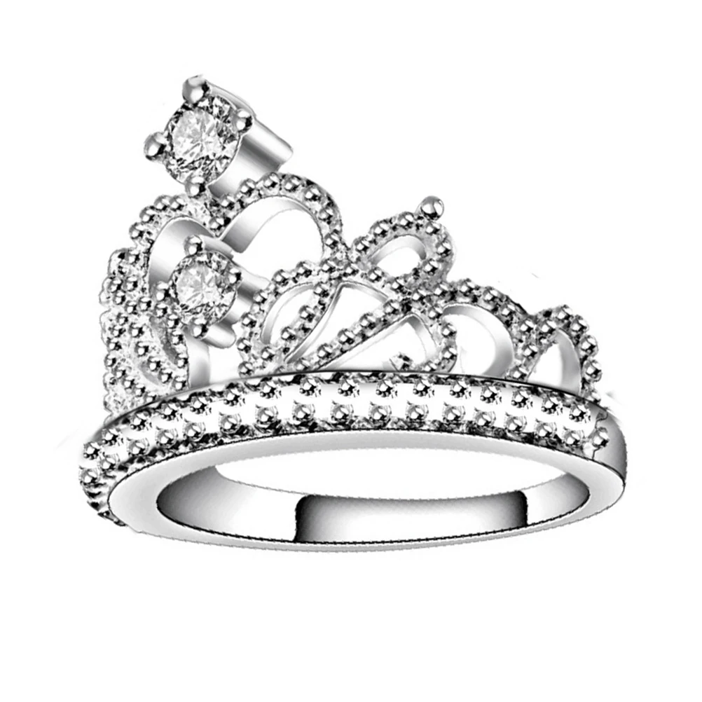 Princess Crown кольца блестящие Jewery Обручение Свадебные Рождество кольцо для Для