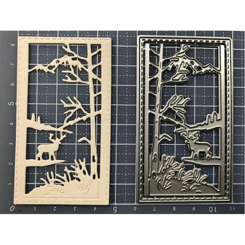 

5x8.6CM Winter Forest Deer Backdrop Metal Cutting Dies Craft DIY Scrapbooking Die Cut Embossing Stamps New 2018 Stencil Template
