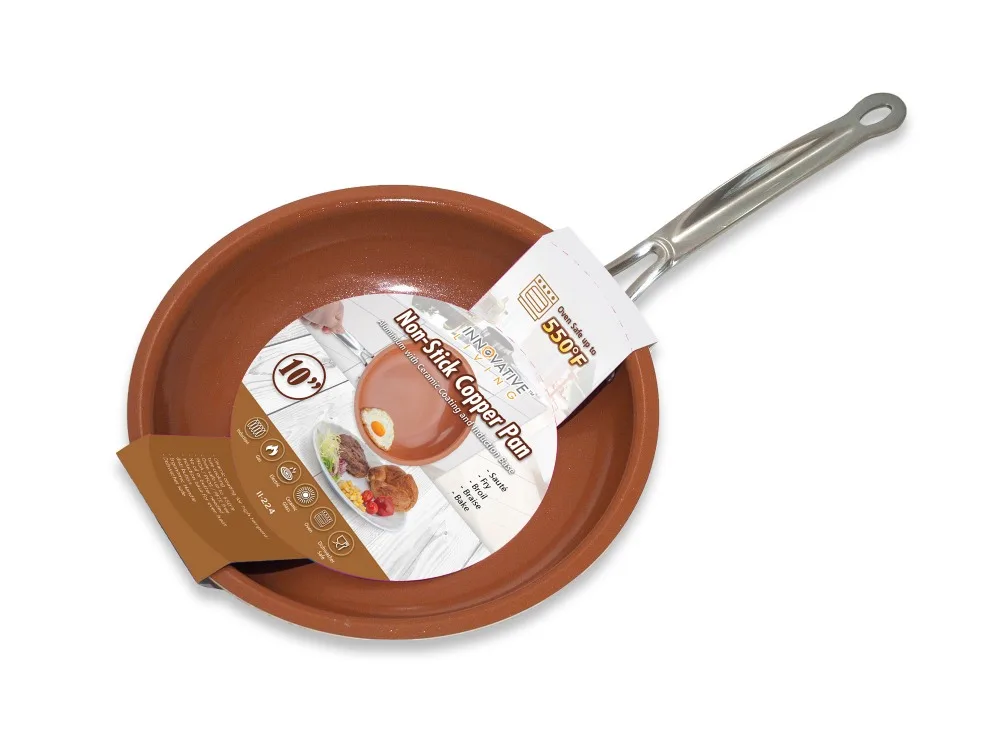 Non stick Copper Frying Pan with Ceramic Coating and Induction cooking Oven Dishwasher safe 10 Inches