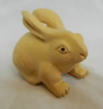 

Vintage Carved Wooden Japanese Netsuke - Boxwood Rabbit