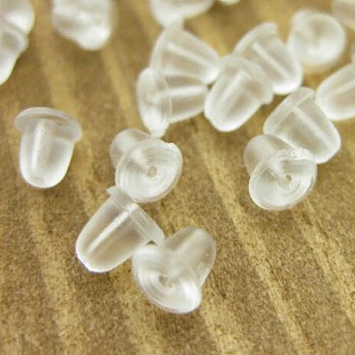 100pcs Silicone Earring Backs Clear Soft Rubber Ear Stud Blocked Stoppers  10mm