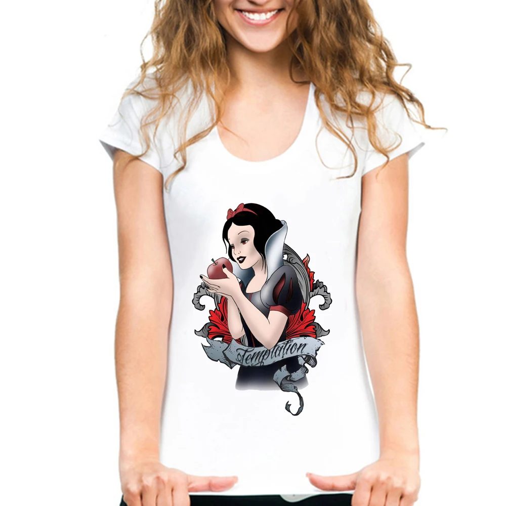 Женская футболка с принтом Русалочки, забавная футболка с надписью «Bad Girl Ariel», летняя повседневная футболка с коротким рукавом и рисунком из мультфильма для девочек, модная футболка в стиле панк с татуировкой - Цвет: Picture-4