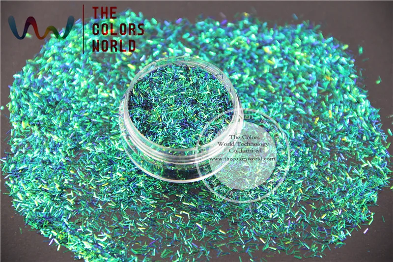 

TCR402 Chameleon Glitter Green With Purple and Gold luster Strip short bar shape color 0.2*3MM Size glitter for nail Art