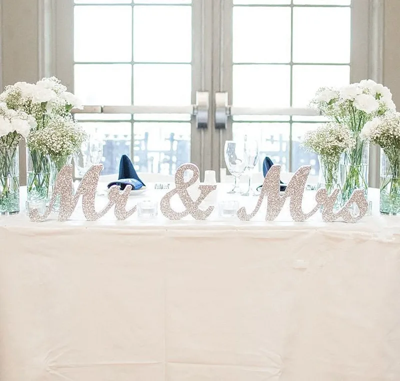  Silver Mr and Mrs Sign Wedding Sweetheart Table Decorations Mr and Mrs Letters Decorative Letters f