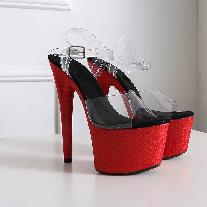 

Leecabe New RED covered heels Women's Platform Sandals Pole Dancing Shoes 7 Inch High Heels Shoes party high heel shoes