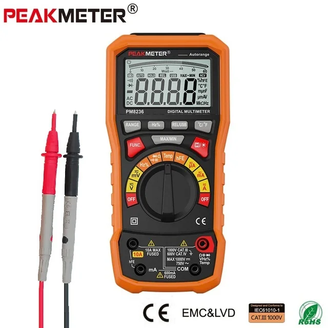 

2018 HOT Digital Multimeter tester Auto Range multimetro Temperature Tester and Data Logger 6000 counts PEAKMETER MS8236