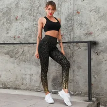 Основные продукты Высокая талия спортивные легинсы для бега брюки женские золотые фольги тиснения супер тянущиеся для фитнеса колготки брюки женские