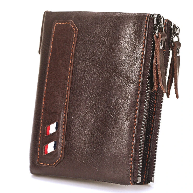 Vintage Genuine Cow Leather Men Wallet Coin Purse Wallets with Coin Pocket Dual Zipper Short Small Credit Card Holder Men Purse Vintage Genuine Cow Leather Men Wallet Coin Purse Wallets with Coin Pocket Dual Zipper Short Small Credit Card Holder Men Purse