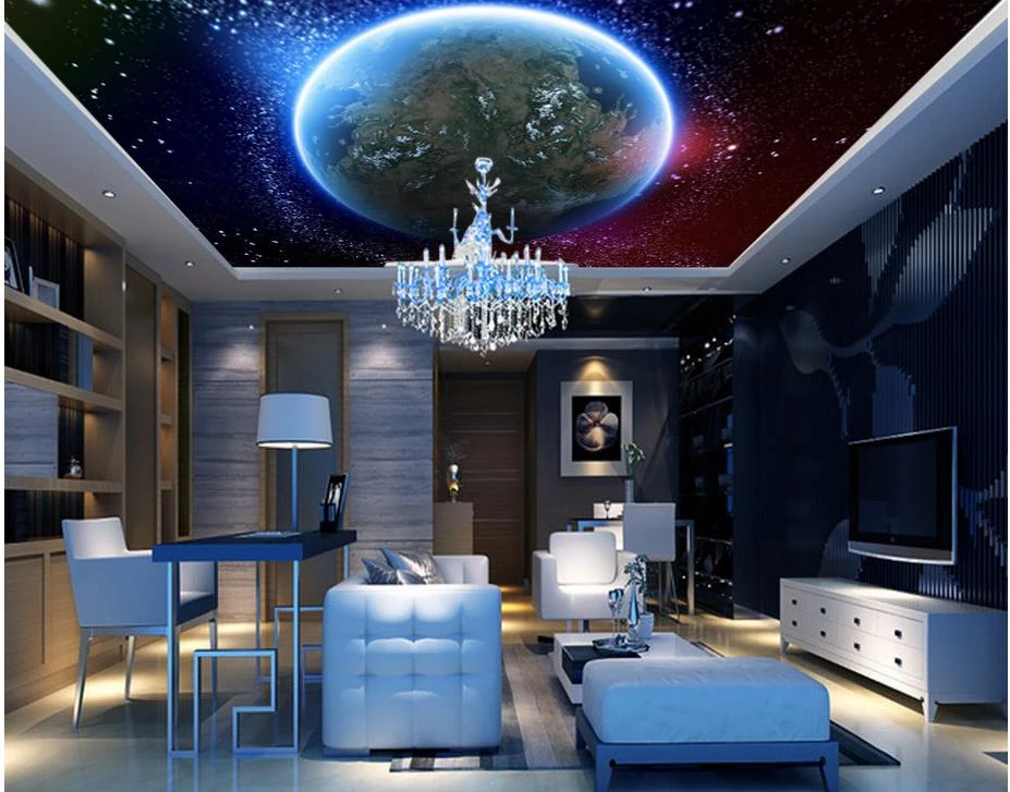 立体3d壁紙スタースカイ天井3d壁紙現代用リビングルーム壁画天井ホーム装飾 Ceiling 3d Wallpaper 3d Wallpaperwallpaper Modern Aliexpress