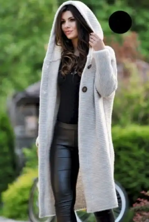 long sweater duster with hood