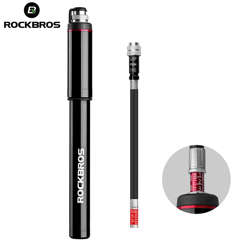 

ROCKBROS Aluminum Alloy Bicycle Pump With Pressure Gauge Portable 150 MTB Bike Air Pump For Bike Cycling Tire Inflator Accessory